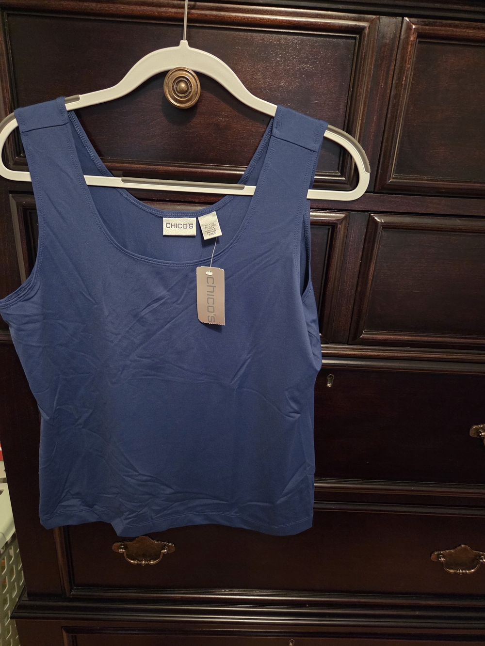 Chico's Scoop Neck Tank Top in Deep Blue Size 2